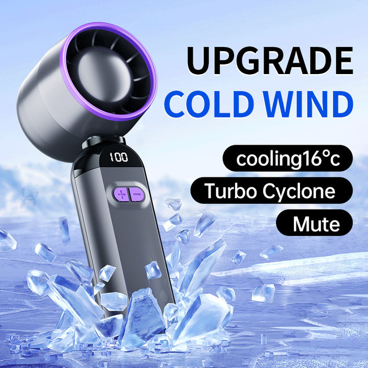 Women's Portable Turbo Cooling Fan with LED Display and Noise Reduction Bowlift