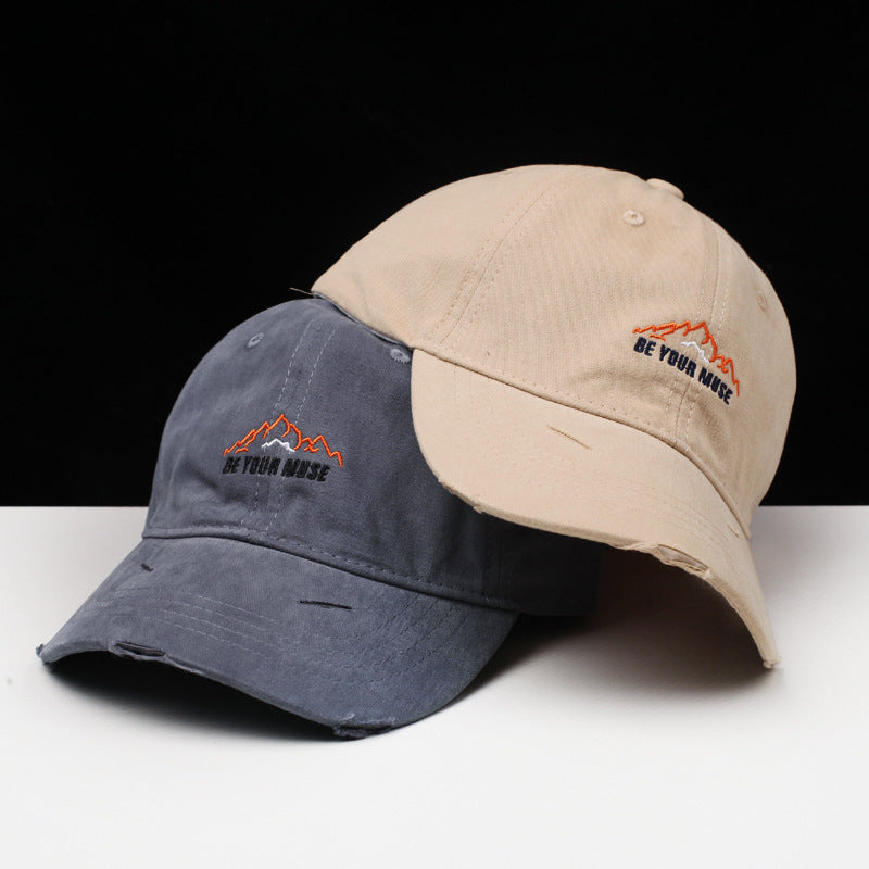Women's Distressed Cotton Embroidered Baseball Cap Bowlift