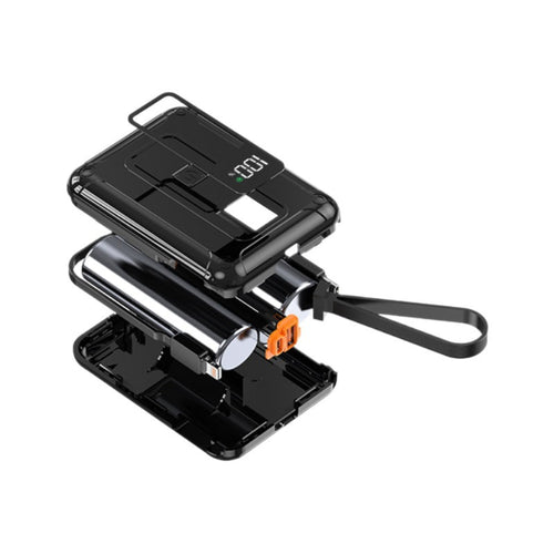 Robust power bank with integrated fast charging function and digital charge level display Bowlift