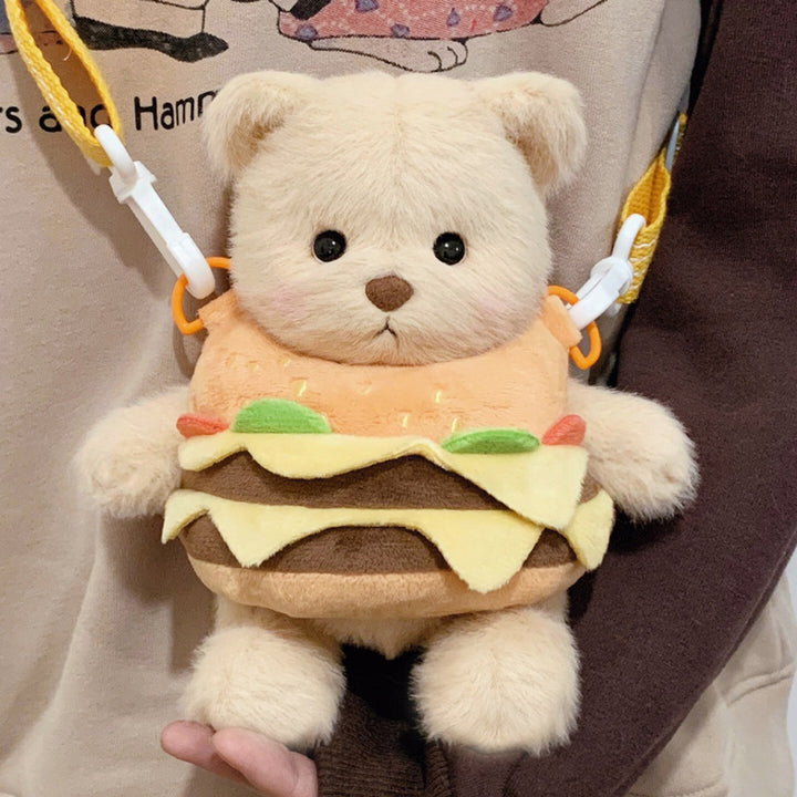 Cuddly toy with hamburger application Bowlift