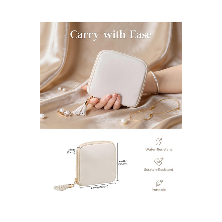 Travel Foldable Jewelry Organizer Case with Ring Rolls Earring Slots Necklace Hooks Bowlift
