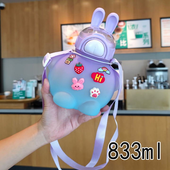 Women's creative drinking bottle with animal ears and colorful stickers Bowlift