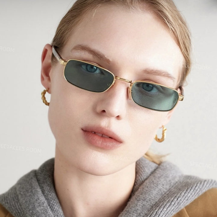 Ladies fashionable sunglasses with stylish metal frame and orange lenses Bowlift