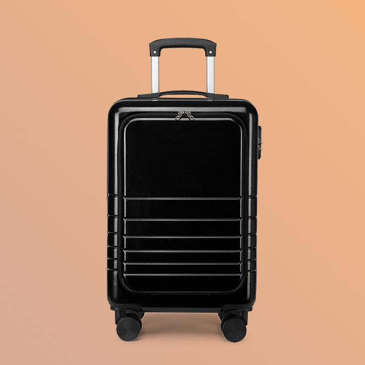 carry-on hardshell front-pocket spinner suitcase with quick-access compartment telescopic handle and smooth full-rotation wheels Bowlift