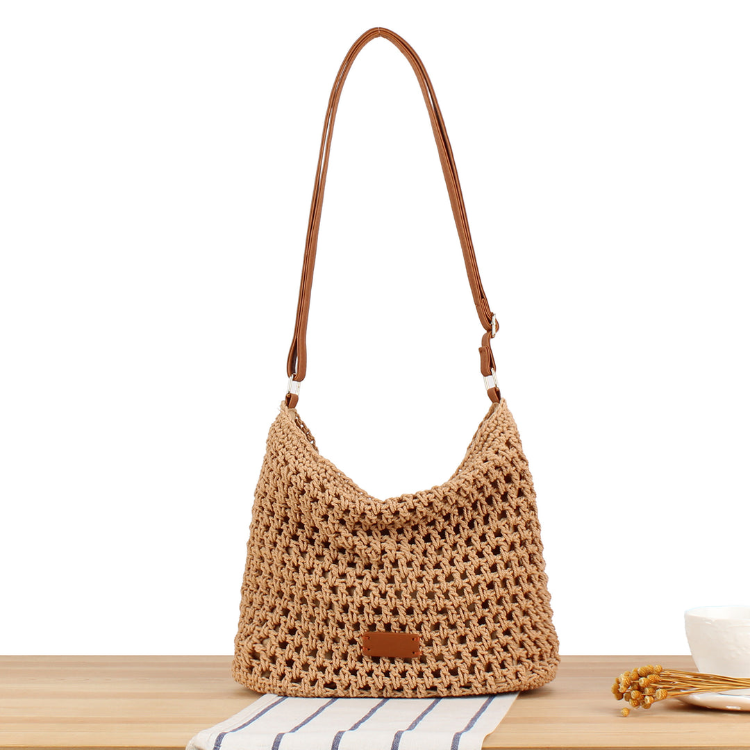 Macrame Crossbody Bag with Sturdy Leather Handle Bowlift