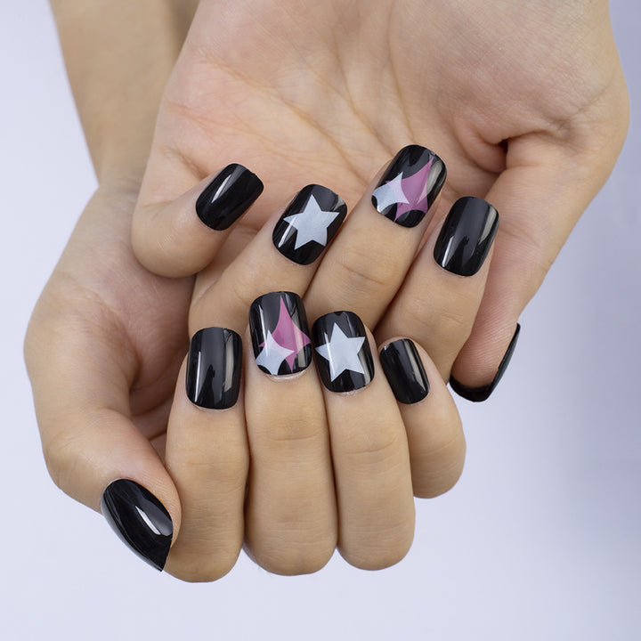 Artificial Nail Set with Modern Star Patterns Bowlift