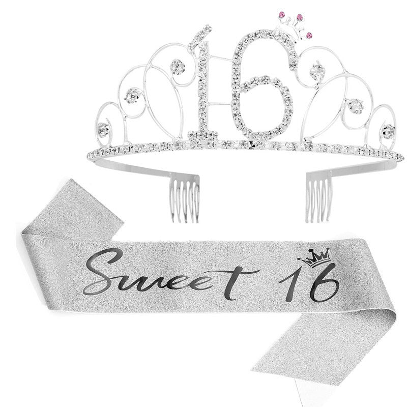 Ladies Glittering Tiara with Festive "50 & Fabulous" Design Bowlift