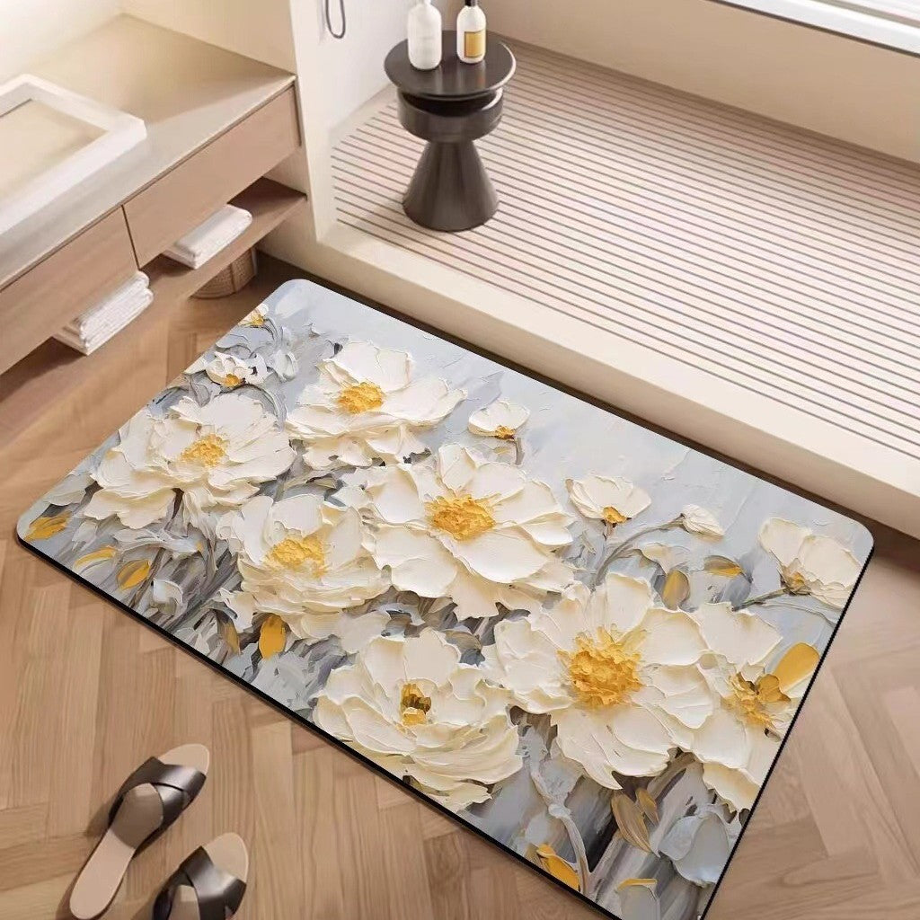 Luxury Textured Floral Bath Mat Bowlift