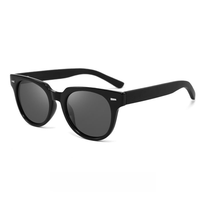 Rimless oversized cat eye polarized sunglasses with wood-effect temples Bowlift