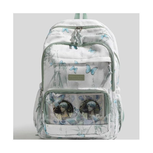 Butterfly-Printed Multi-Compartment Backpack Bowlift