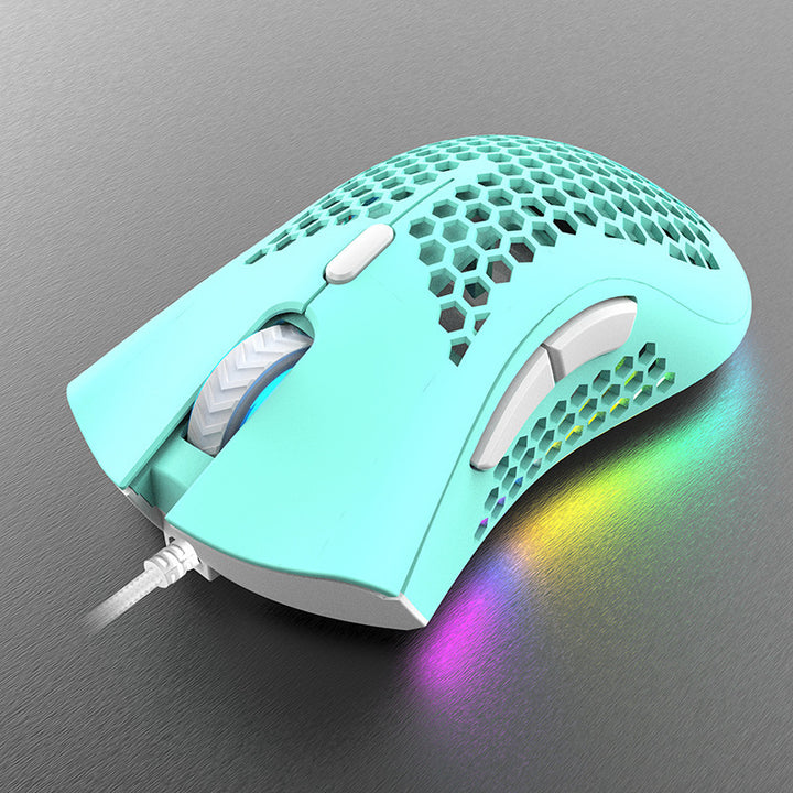 Honeycomb-Style Gaming Mouse with RGB Illumination Bowlift