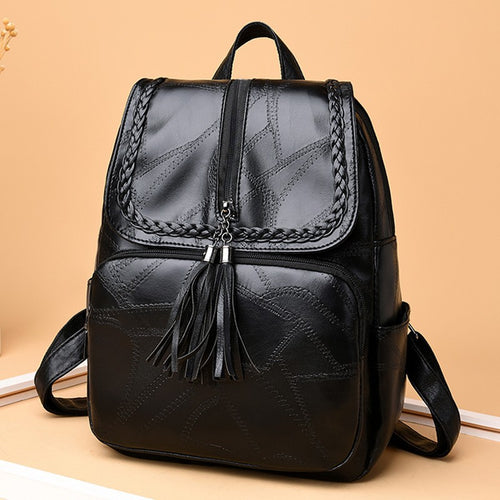 Chic Textured Leather Backpack Bowlift