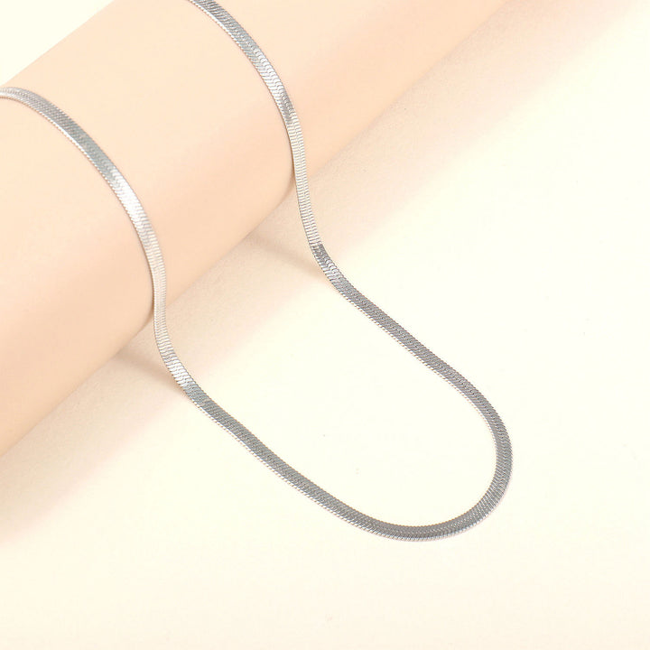 Sleek Slim Silver Chain Necklace Bowlift