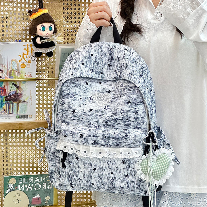 Cute Decorative Star-Embellished Backpack Bowlift