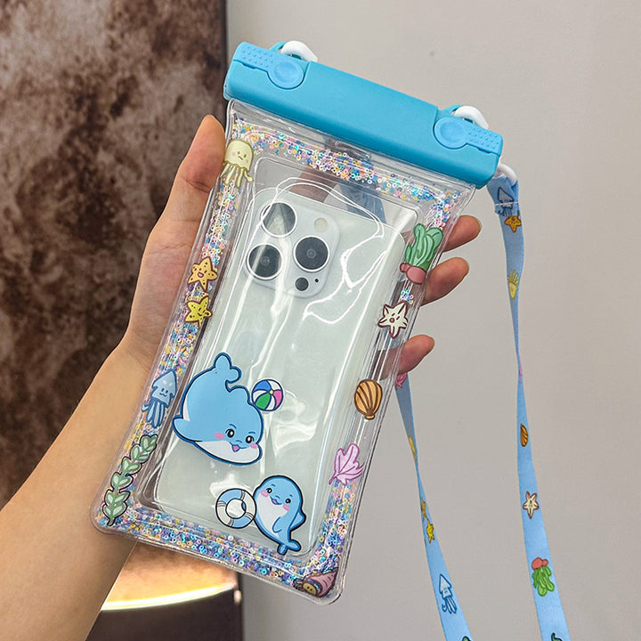 Waterproof phone pouch with adjustable lanyard and transparent touch-sensitive sleeve Bowlift