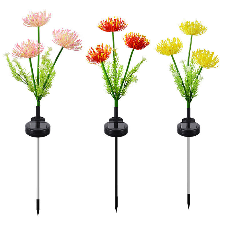 Illuminated Floral Stake Cluster With Integrated Solar LED Stems Bowlift