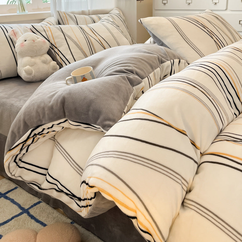 Plush Reversible Microfiber Comforter Set With Oversized Bolstered Body Pillow And Geometric Print
