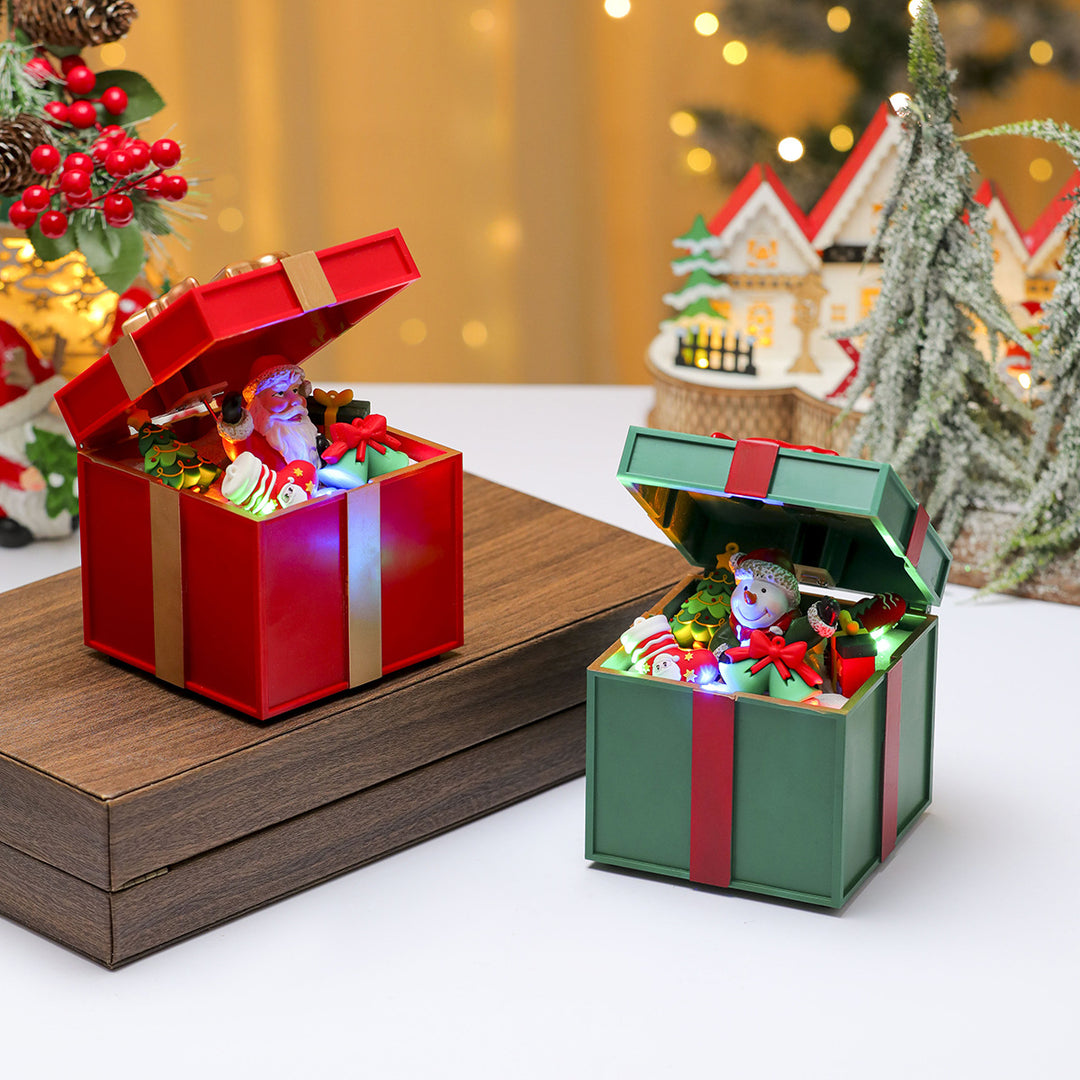 LED Light-Up Santa Gift Box Decoration Bowlift