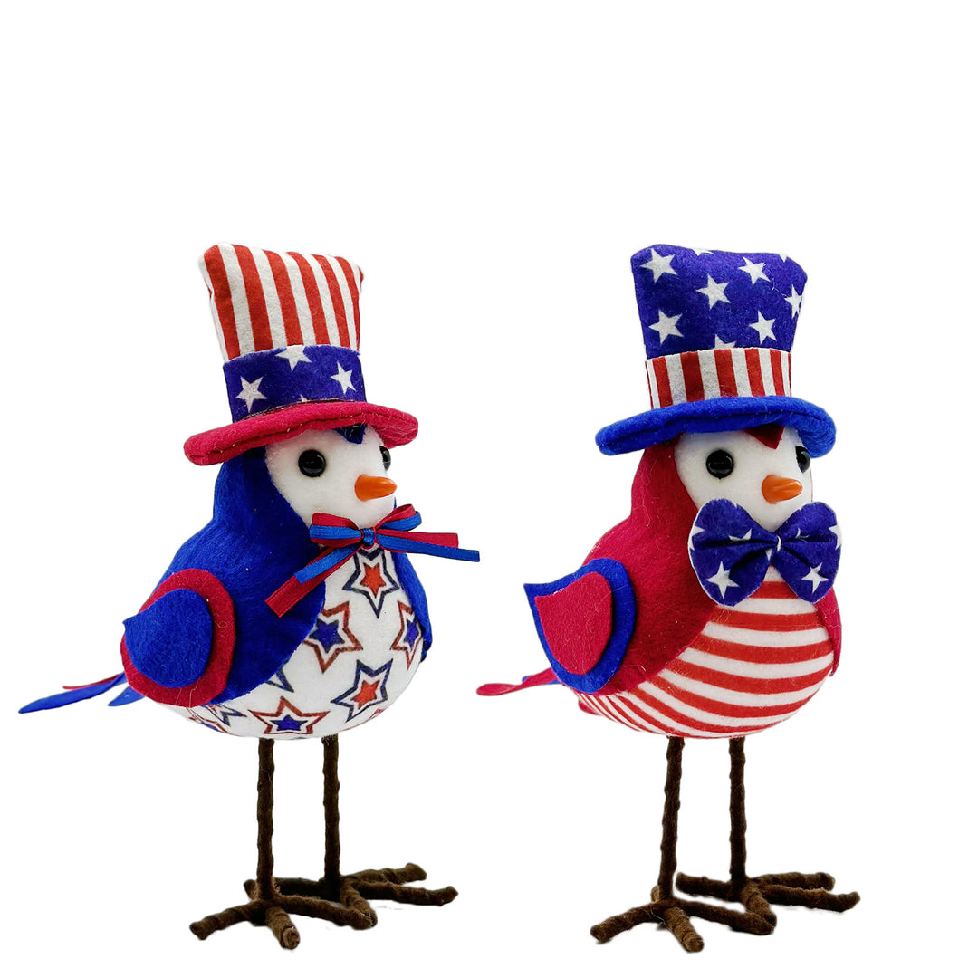 Unisex nan patriotic decor bird figure made of fabric with star stripe pattern and sturdy metal feet Bowlift