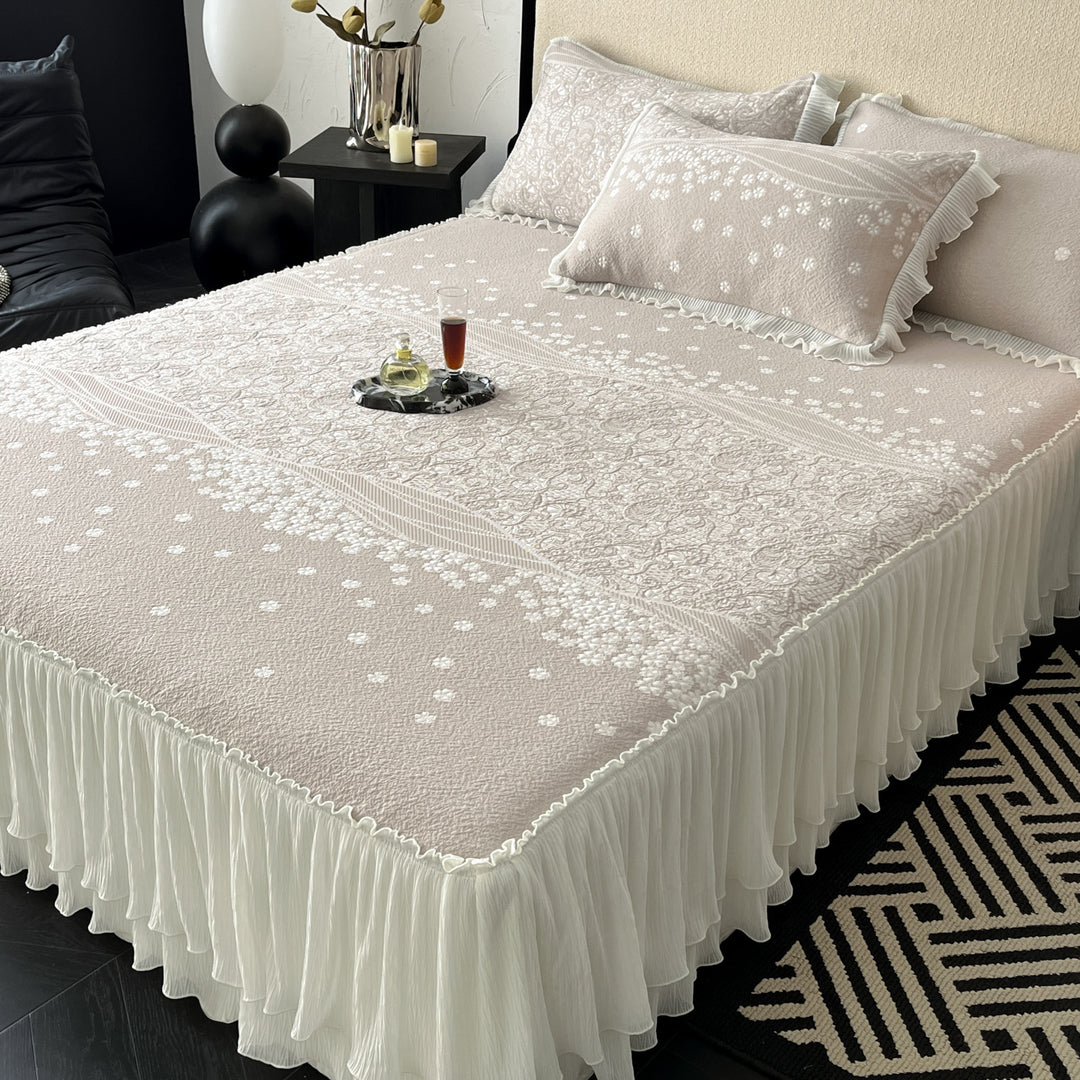 Ruffled Embellished Bedspread Set