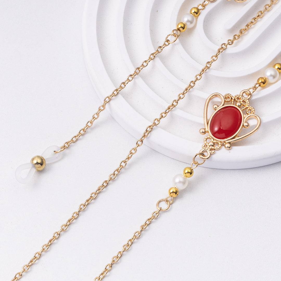 Elegant Eyewear Chain with Decorative Gemstones Bowlift