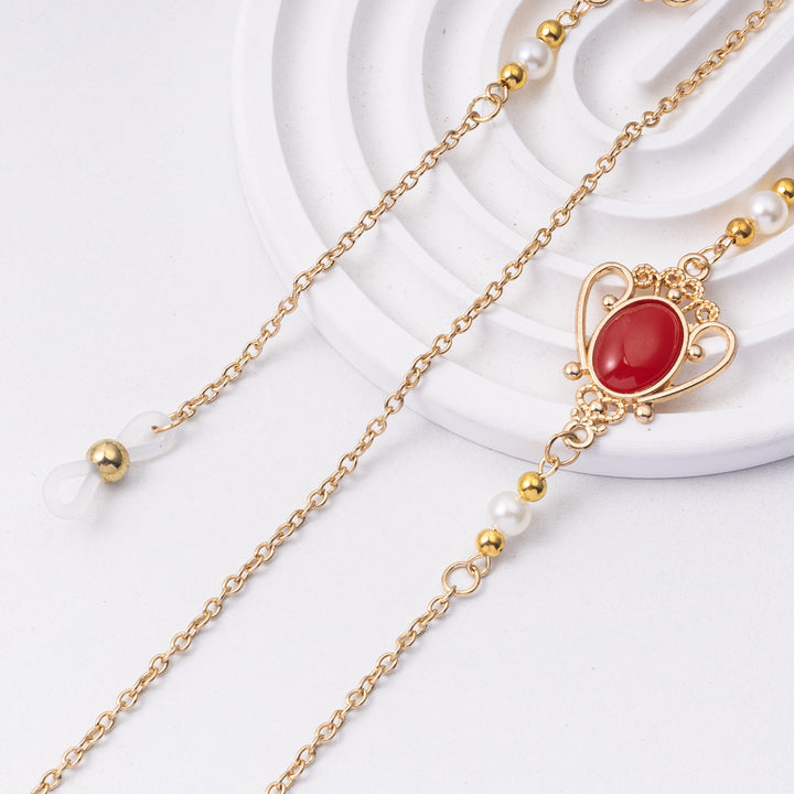 Elegant Eyewear Chain with Decorative Gemstones Bowlift