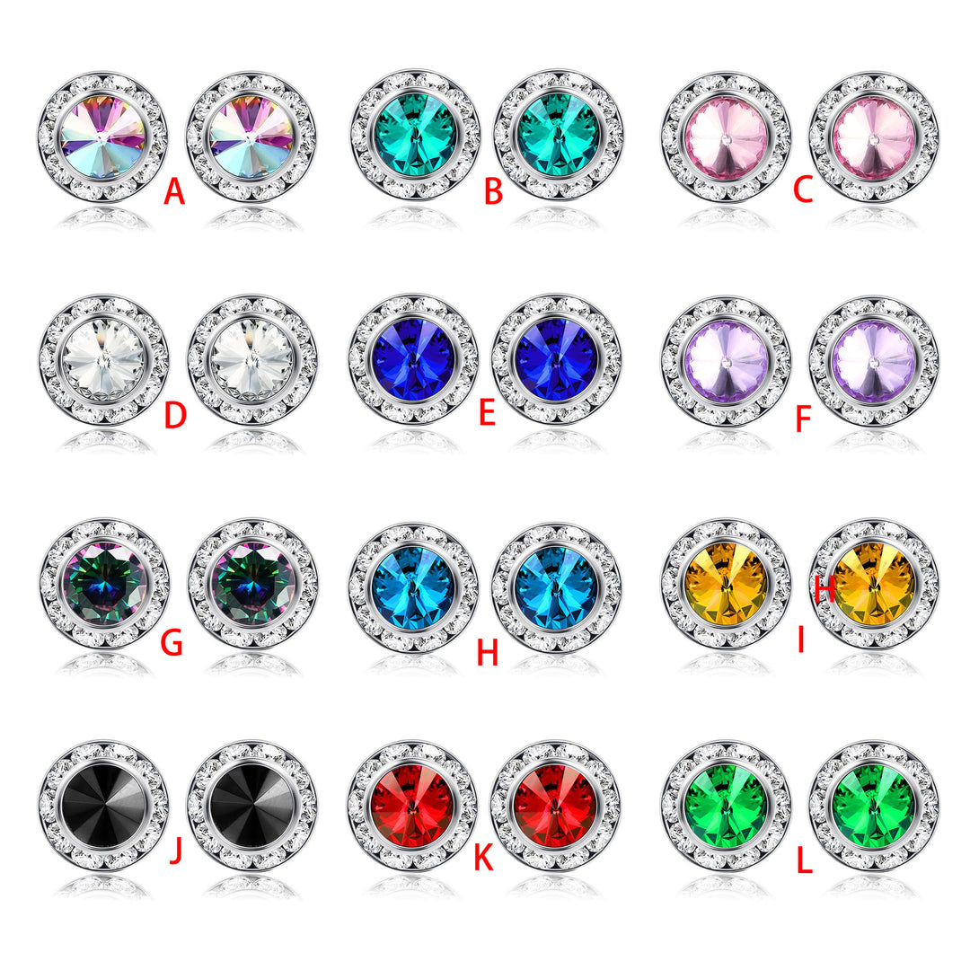 Elegant Round Crystal Stud Earrings Bowlift