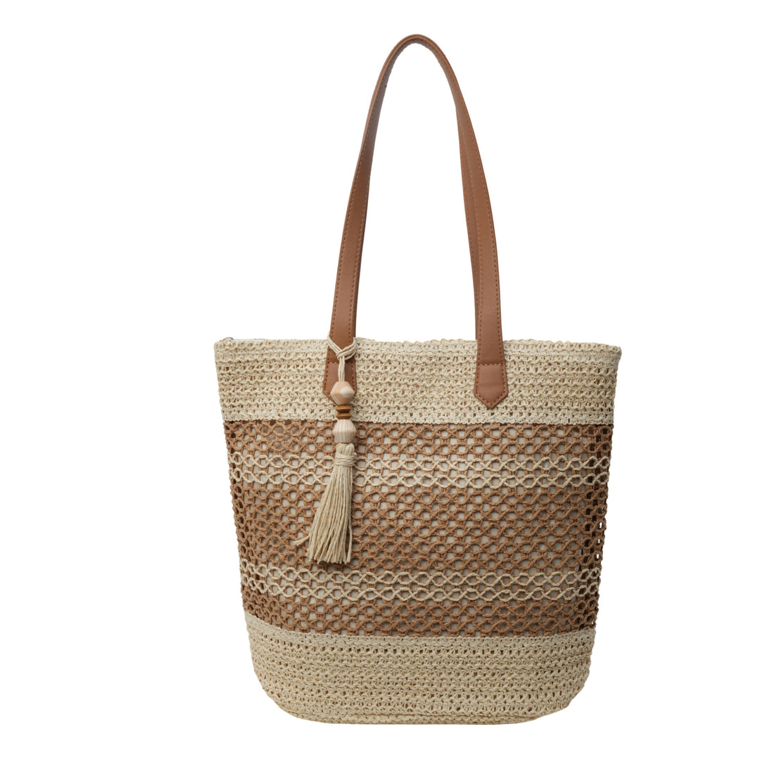 Braided tote bag with decorative fringes Bowlift