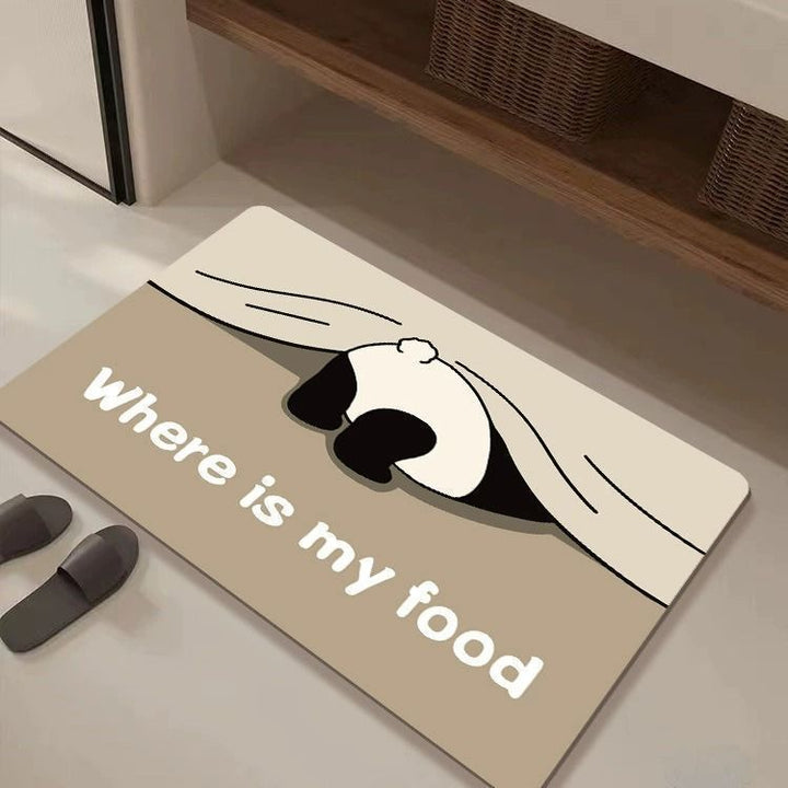 Playful Cat-Themed Kitchen Mat Bowlift