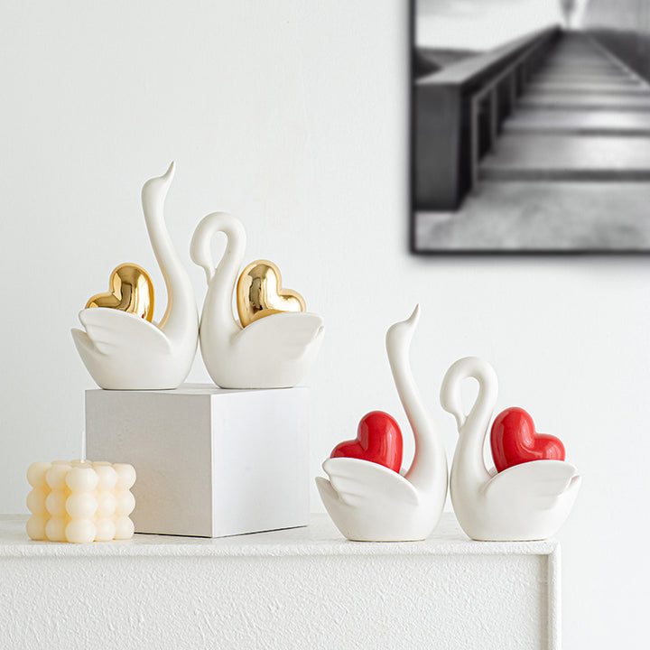 Elegant and romantic swans decorative figure Bowlift
