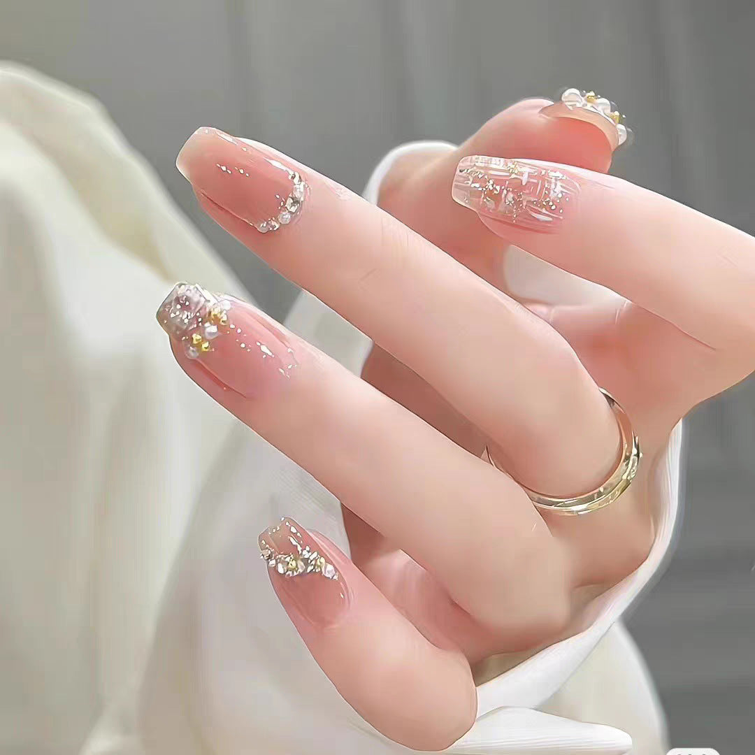 Decorative Press-On Nails with Floral Design Bowlift