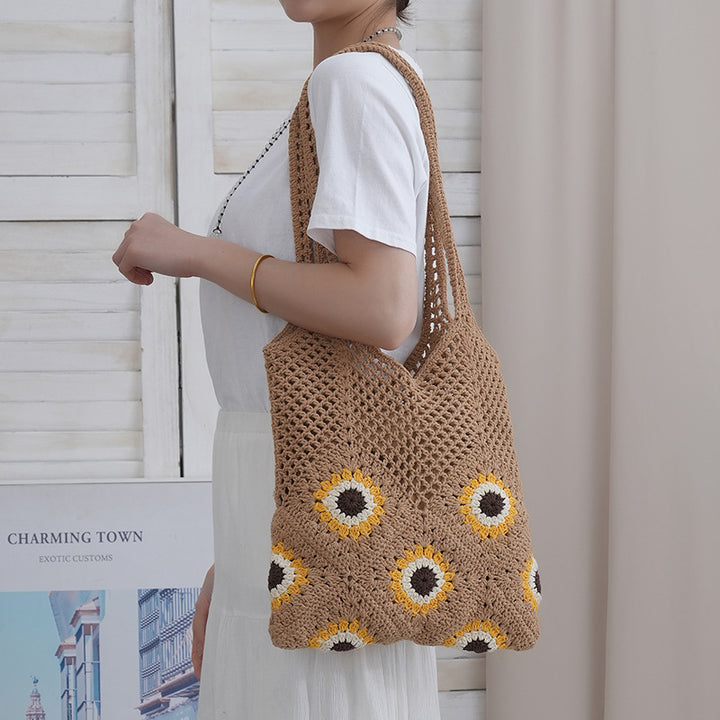 Handcrafted Jute Bag with Colorful Flower Pattern Bowlift