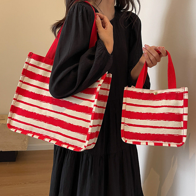 Striped Canvas Tote Bag