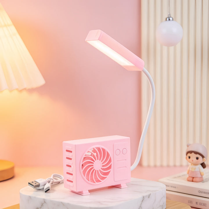 Ladies multifunctional table lamp with integrated fan and USB charging ports Bowlift