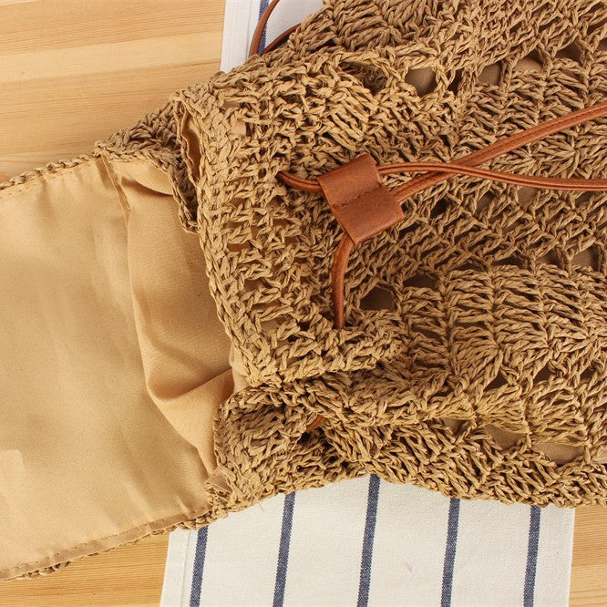 Braided Natural Material Backpack Bowlift