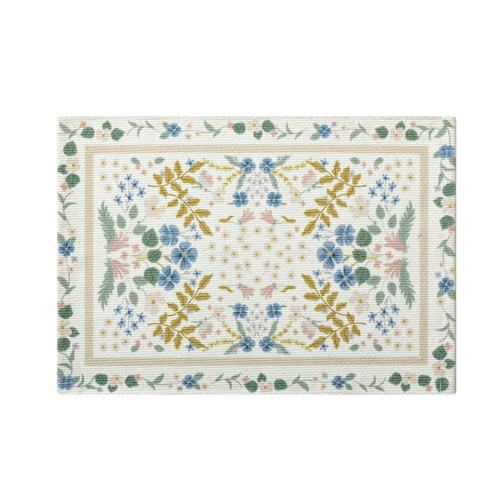 Floral woven carpet runner in medallion design