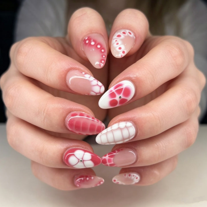 Artistic Press-On Nail Set with Celestial Design Bowlift