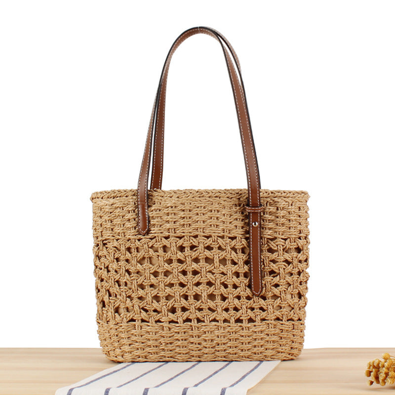 Handbag Made of Handwoven Braid with Sturdy Leather Handles Bowlift