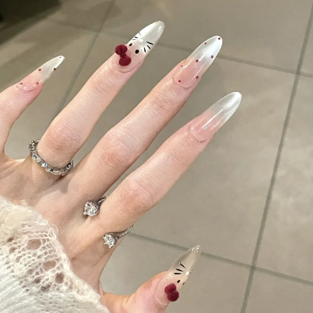 Decorative Press-On Nail Art Set with Character Design Bowlift