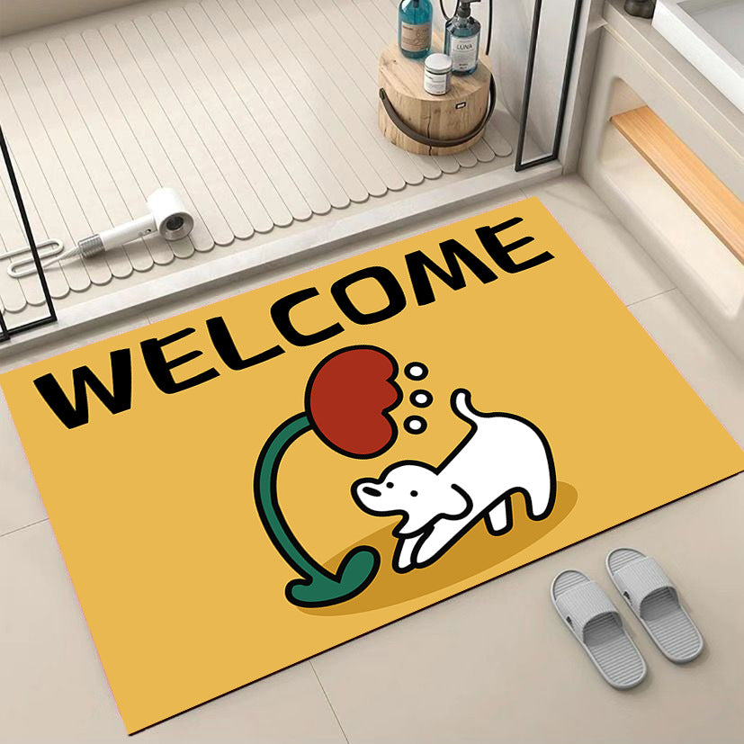 Cartoon Dog-Themed Welcome Mat Bowlift