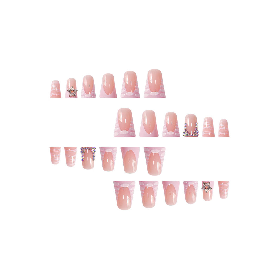 Artistic Rhinestone-Accented Press-On Nail Set Bowlift