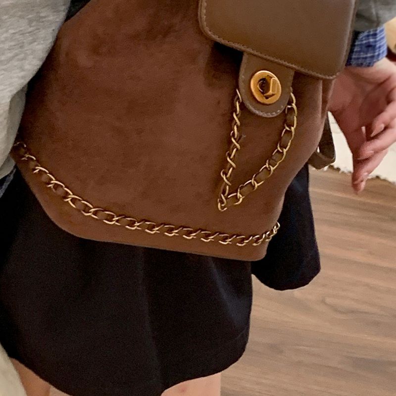 Chic Suede Drawstring Backpack Bowlift