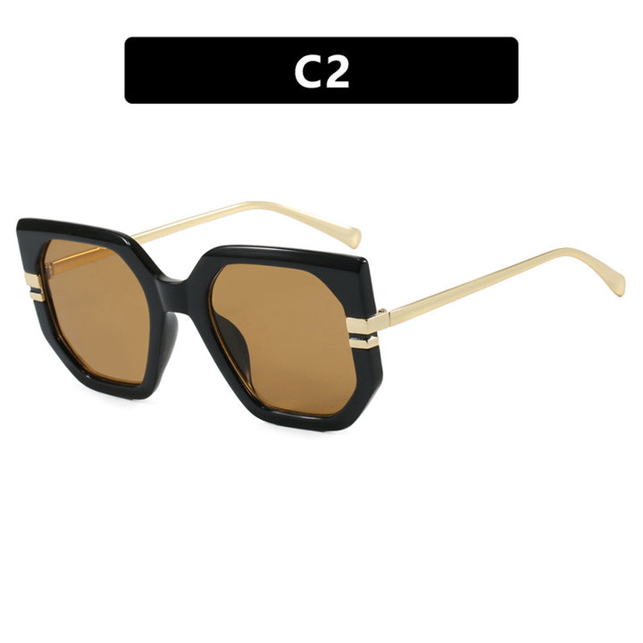 Women's geometric sunglasses with luxurious gold frame and polarized lenses Bowlift