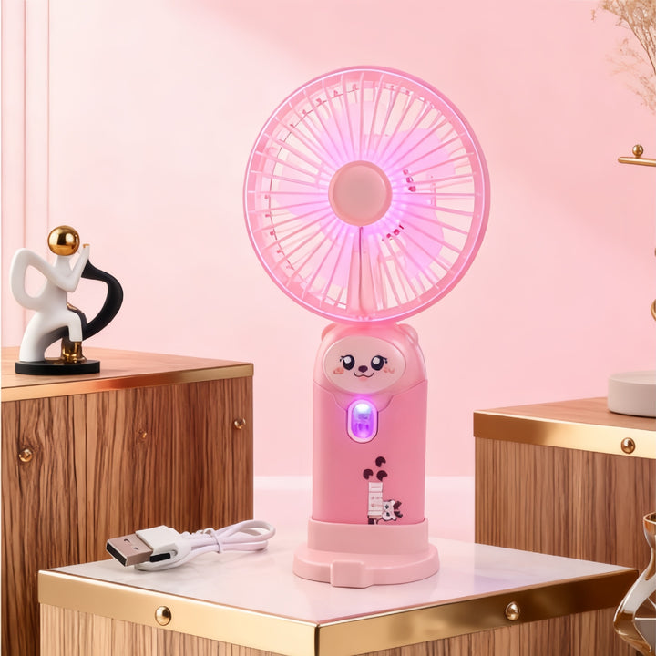 Women Portable Mini Fan with LED Lighting and Convenient USB Connection Bowlift