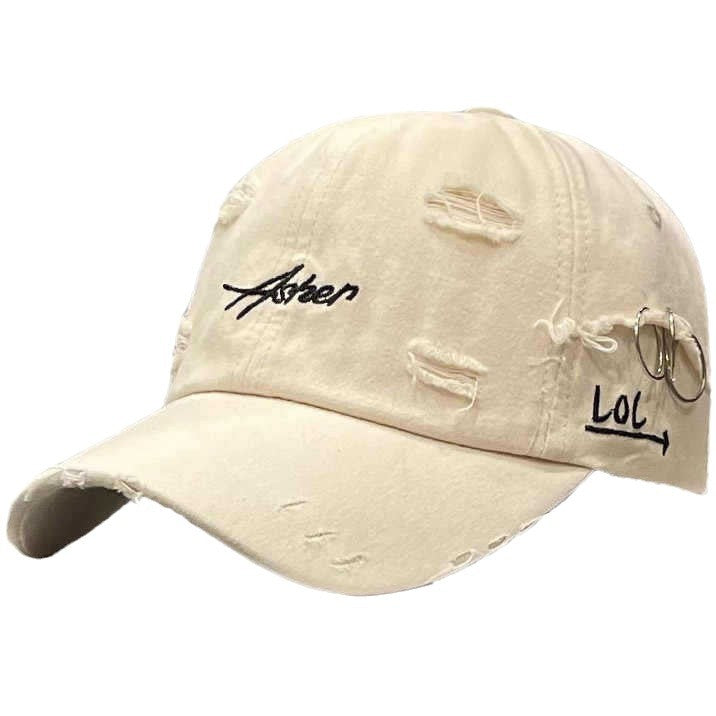 Unisex Distressed Denim Adjustable Cap Bowlift
