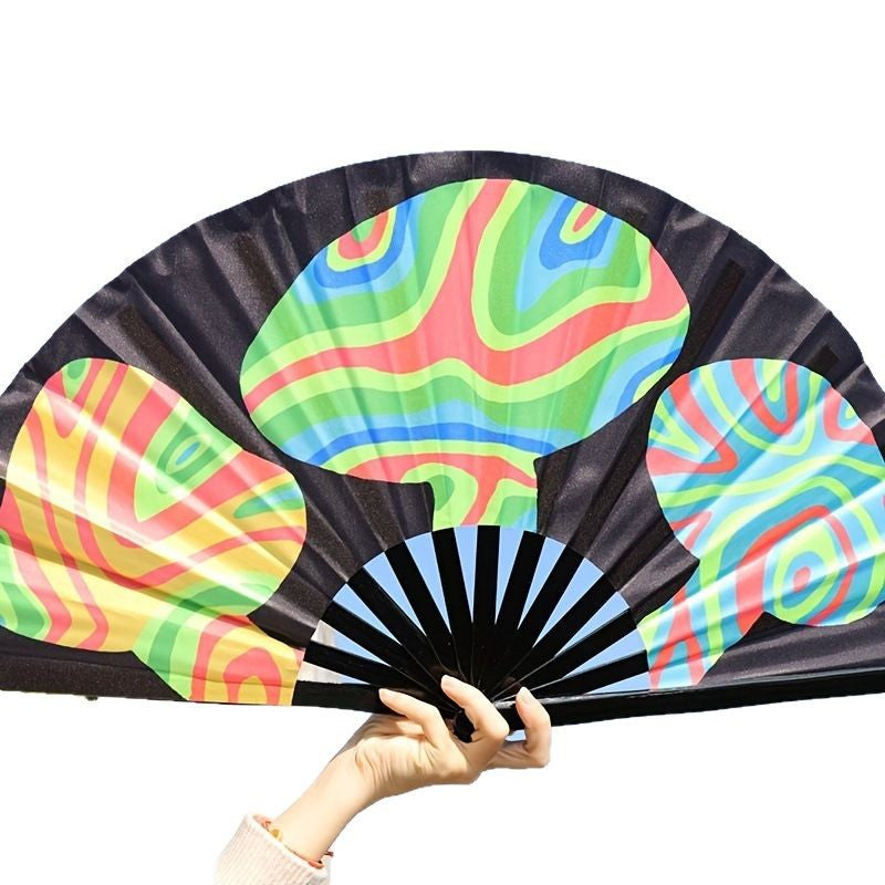 Ladies Fan with Colorful Motif Bowlift