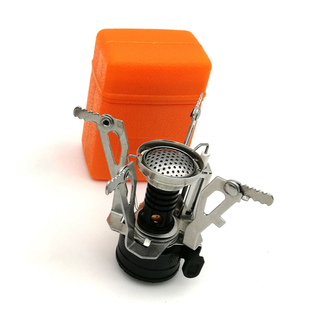 ultralight folding backpacking gas stove with windproof burner and protective case Bowlift