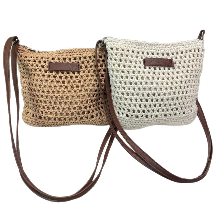 Hand-knotted shoulder bag with leather accent Bowlift