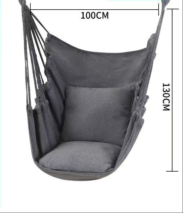 Hanging hammock chair with reinforced cotton canvas and integrated arm pockets Bowlift