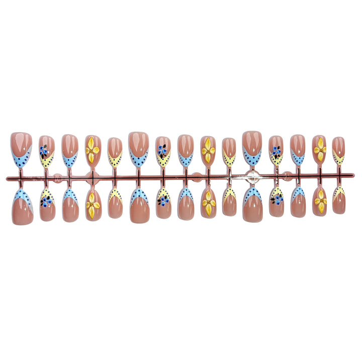 Elegant Floral Pattern Press-On Nail Set
